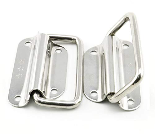 XMHF 3 Inch Pull Ring Handle Stainless Steel Foldable Boat Hatch Latch Cabinet Lifting Ring Pull Handle - Pack of 2 - size: 3 Inch