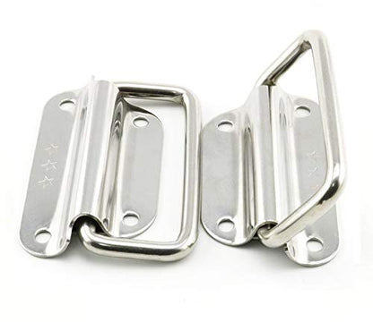 XMHF 3 Inch Pull Ring Handle Stainless Steel Foldable Boat Hatch Latch Cabinet Lifting Ring Pull Handle - Pack of 2 - size: 3 Inch