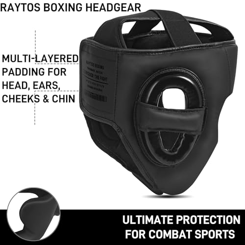Boxing Headgear for MMA,Sparring,Muay Thai|Head Guards for Men Women | Adjustable,Lightweight,Breathable Protection,Open Face Head Gear,Fits 21-25 in,Kickboxing,Taekwondo,Karate Training Helmet - color: Black+White