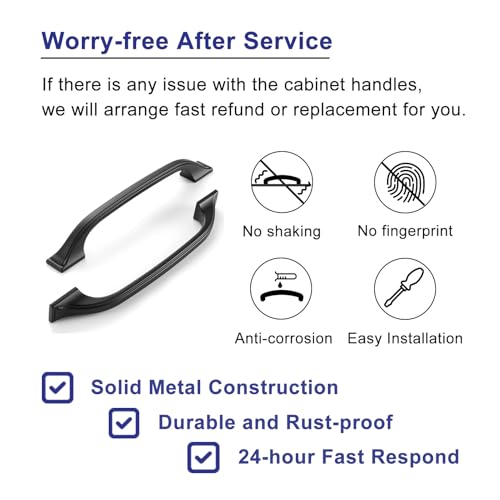 10 Pack 5 Inch Hole Centers Matte Black Cabinet Pulls Black Cabinet Handles Black Kitchen Hardware for Cabinets Drawer Dresser ZP2409 Cupboard Bedroom Closet Bathroom Vanity - color: Black, size: 5" Hole Centers-10 Pcs