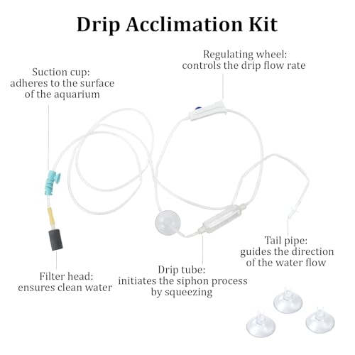 Drip Acclimation Kit with Foldable Fish Acclimation Box, Hose System for Safe Fish/Shrimp Water Transition, Works with Saltwater & Freshwater Tank Setups, Shrimp & Betta Fishes Breeding Box