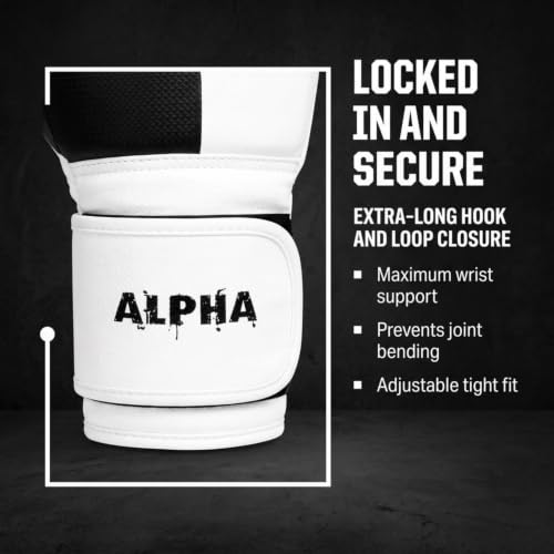 Amber Fight Gear Alpha Series PU Boxing Gloves Pair - color: Black/White, size: 12oz