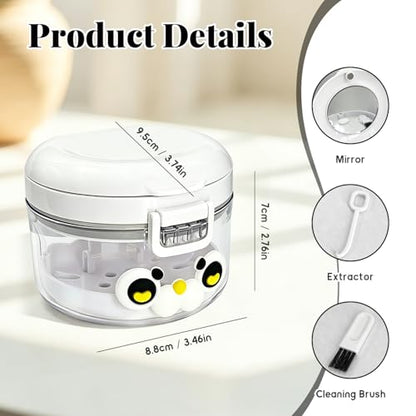 2-in-1 Denture Cleaning Case, No-Leak Soaking Cup, Portable Storage (White) - color: White