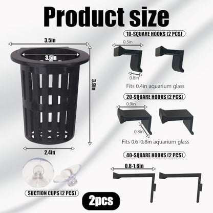 Aquarium Plant Holder, Fish Tank Plant Holder for Underwater Arrangements, Plant Holder for Fish Tank with Hooks and Suction Cups, Plastic Material for Aquatic Environments
