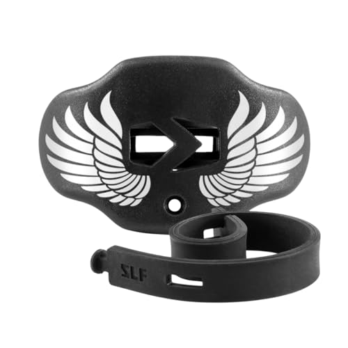 SLEEFS Football Mouth Guard - Youth Mouthguard with Strap - Lip/Teeth Protector Mouthpiece - No Boil - for Youth/Adults, Maximum Air Flow, for All Sports - Cross - color: Icarus Black