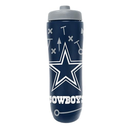 Party Animal NFL Football Squeeze Bottle, 32 oz, Dallas Cowboys | Slim, lightweight BPA-free sports water bottle with quick-flow squeeze; fits backpacks & cup holders for kids or adults - color: Dallas Cowboys