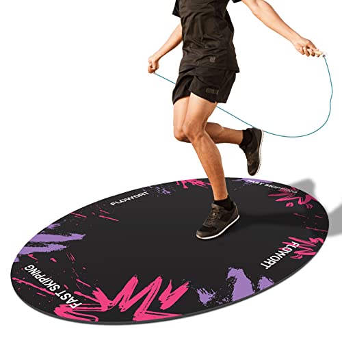 Cheete Jump Rope Mat Large Rubber Exercise Mat Indoor Outdoor Shock Absorbing Mat Non-Slip Oval Design for Floor & Rope Protection, Workout Mats for Home Gym Flooring - color: Purple