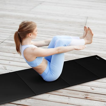 BalanceFrom All Purpose Extra Thick High Density Anti Tear Gymnastics Gym Folding Exercise Aerobics Mats - color: Black
