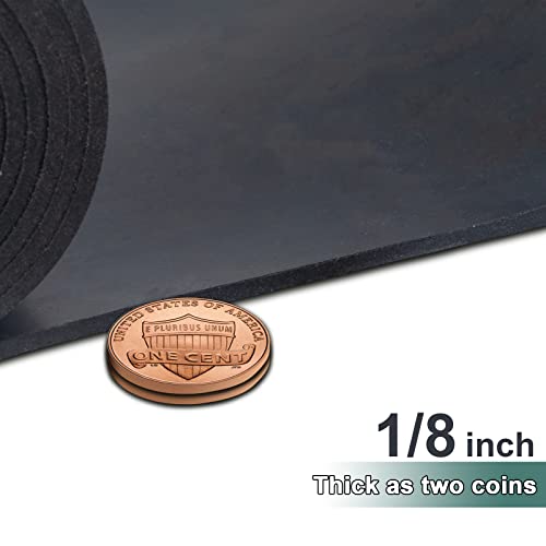 1/8" (.125") Neoprene Rubber Sheet Non-Slip Insulation Pads Black Rubber Padding Rubber Strip Roll, DIY Gaskets for Sealing,Protection, Abrasion, Supports (12" Wide X 60" Long） - size: 12" Wide X 60" Long