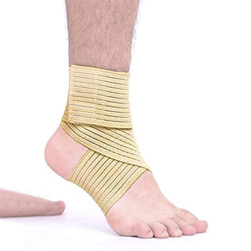 Elastic Ankle Support Bandage Breathable Ankle Brace Guard Sports Knee Elbow Wrist Calf Thigh Compression Wrap Ankle Exercise Wrap Strap for Running Riding Fitness - color: Yellow