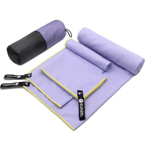 Eunzel Quick Dry Camping Towel, Microfiber Travel Towel 3 Size at 1 Pack,Fast Drying Towel Set for Camping, Beach, Gym, Sports, Yoga & Swimming Pool, Taro Purple - color: Taro Purple