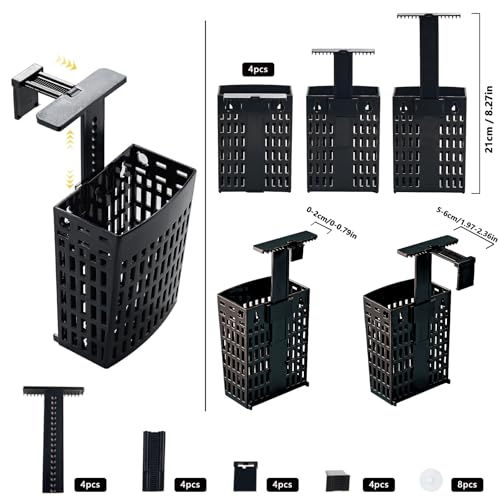 4pcs Upgraded Adjustable Aquarium Plant Holder，Fish Tank Plants Holder,Fish Tank Aquaponics Plant Cultivation and Aquarium Landscape Decoration with Hooks and Suction Cup (Black)