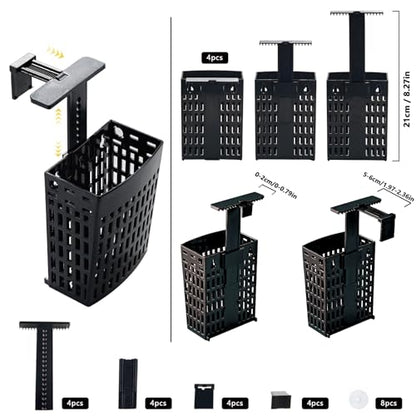 4pcs Upgraded Adjustable Aquarium Plant Holder，Fish Tank Plants Holder,Fish Tank Aquaponics Plant Cultivation and Aquarium Landscape Decoration with Hooks and Suction Cup (Black)
