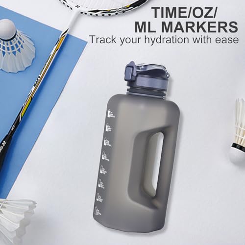 GEMFUL 74oz Motivational Water Bottle with Straw & Time Marker Gym (Grey) - color: Grey with Straw