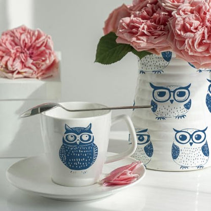 SUPERDANT 5PCS Cartoon Owls Underglaze Paper Transfer Animals Transfer Paper for Clay Ceramic Porcelain Under Glaze Transfers for Pottery Enamel Decals Blue Underglaze Decal Papers Handcrafted Gifts - style: Cartoon Owl