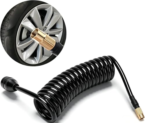 Polyurethane Recoil Air Hose, Car Air Pump Extend Hose, Air Compressor Hose, 16.4ft PS20 Female Plug Inflator Extension Tube for American Tire Nozzle Car Motorcycle