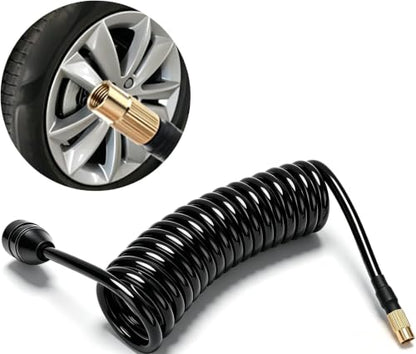Polyurethane Recoil Air Hose, Car Air Pump Extend Hose, Air Compressor Hose, 16.4ft PS20 Female Plug Inflator Extension Tube for American Tire Nozzle Car Motorcycle