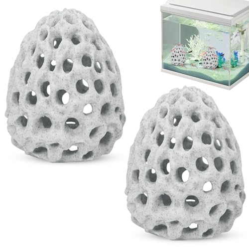 Shrimp Dome Hide Betta Habitat Fish Tank Tunnel with Suction Cup Aquarium Fish Cave Hideout Ornament Accessories for Shrimp Guppy Hiding Resting White