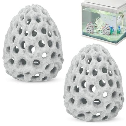 Shrimp Dome Hide Betta Habitat Fish Tank Tunnel with Suction Cup Aquarium Fish Cave Hideout Ornament Accessories for Shrimp Guppy Hiding Resting White
