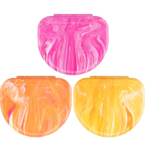 Practicon Marble Retainer Cases, Orthodontic Aligner Case, Mouth Guard Holder (3 Pack) (Sunset) - color: Sunset