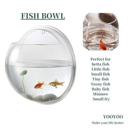 Creative Acrylic Hanging Wall Mounted Fish Tank, Hanging Bowl for Water Plants, Wall Fish Bubble Tank, Hydroponic Air Plant Flower Pot, Mini Aquarium Planter, Home Decor, Fake Plants Nail Stone Etc