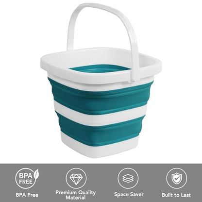 Collapsible Bucket, 1.32 Gallon 5L Small Mop Bucket for Cleaning, Car Washing, Portable Tub for Camping, RV, Beach, Sand, Fishing, Garden, Space Saving Plastic Water Basin Ice Buckets