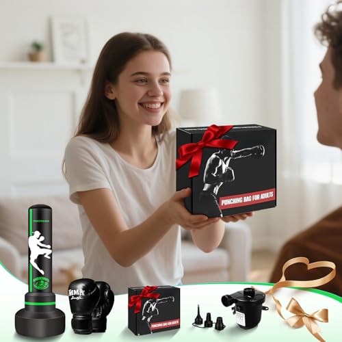 Punching Bag for Adults Teens, Standing Boxing Bag, Men Standing Kickboxing Bag, Suitable for MMA Dummy Karate Home Gym Training Equipment - color: Green and White