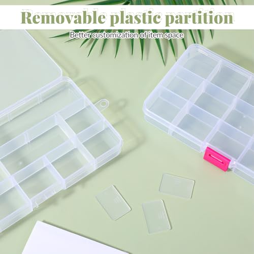 2Pcs Bead Organizer Box, Mini Clear Plastic Storage Box with Removable Divider for Beads Jewelry Rhinestone Small Parts Hair Stuff Accessory DIY Supply (15 Grids)