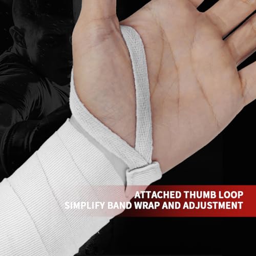 Flex Boxing Hand Wraps - 236 Inch/6M Extra Long for Premium Protection and Ultimate Performance - color: White
