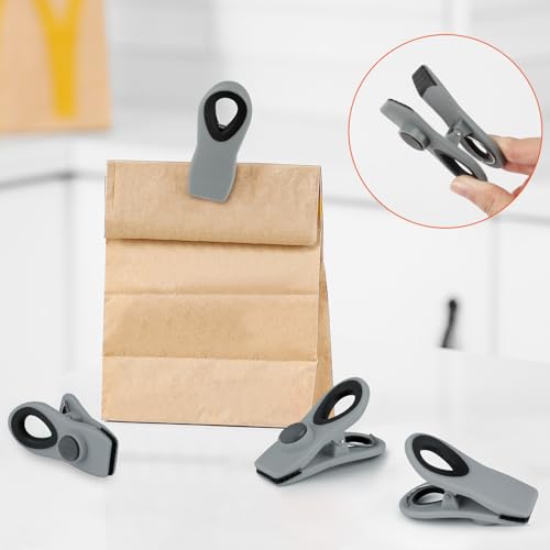 Chip Clips, Magnetic Bag Clips with Air Tight Seal for Food Storage, 12 Pieces (Gray) - color: 12pcs Gray