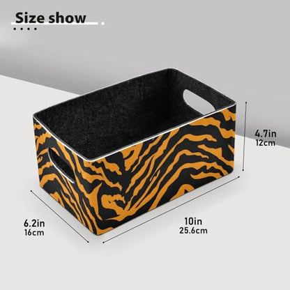 Storage Baskets Felt Foldable Storage Cube Shelf Bins Organizer Box for Kids Toys Office Bedroom Closet Babies Nursery 2-Pack French Fry Art Tiger Print
