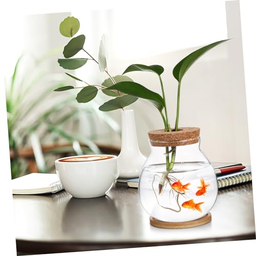 Betta Fish Tank Glass Bowl Lid and Mat for Hydroponic Plants for Desktop Decoration and Small Aquatic Environments