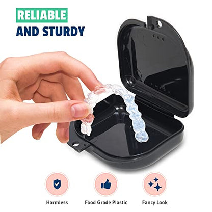 Retainer Case 2 Pack, Vented Mouth Guard & Aligner Case Holder - color: Black, size: Pack of 2