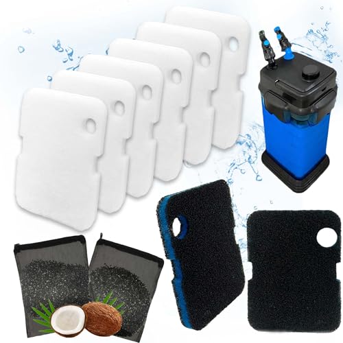 10PCS Replacement Filter Kit for Cascade 700/1000 CCF2UL/CCF3UL Aquarium Floss Media, 2 Upgraded Carbon-Coarse-Activated Carbon Filter Pads, 6 White Floss, 2 Activated Carbon Bags