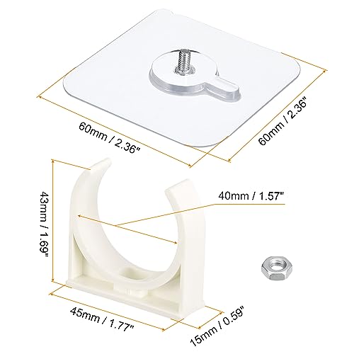 uxcell PVC Water Pipe Clamp Clips, 6pcs Fit for 40mm(1-9/16") OD Tubing Hose Hanger Support U-Shaped Pipe Clips with Adhesive for Water Pipe, Gas Tubing - size: 40mm