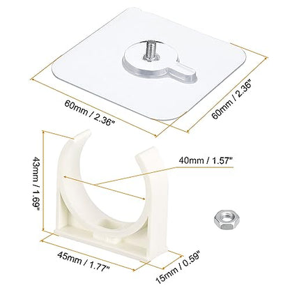 uxcell PVC Water Pipe Clamp Clips, 6pcs Fit for 40mm(1-9/16") OD Tubing Hose Hanger Support U-Shaped Pipe Clips with Adhesive for Water Pipe, Gas Tubing - size: 40mm
