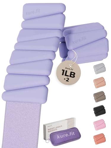 Pilates Wrist & Ankle Weights | Adjustable Weighted Bangles | 1LB/2LB Each - color: Lilac, size: 1 LB