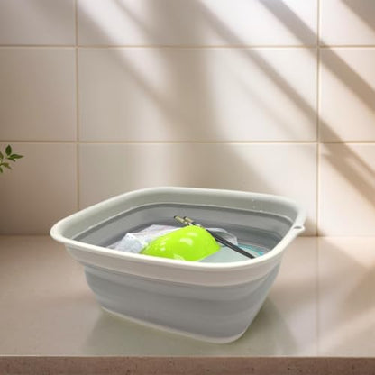 SAMMART 7.7L (2 Gallon) Collapsible Tub - Foldable Dish Tub - Portable Washing Basin - Space Saving Plastic Washtub (Grey, S) - color: Gray, size: Small