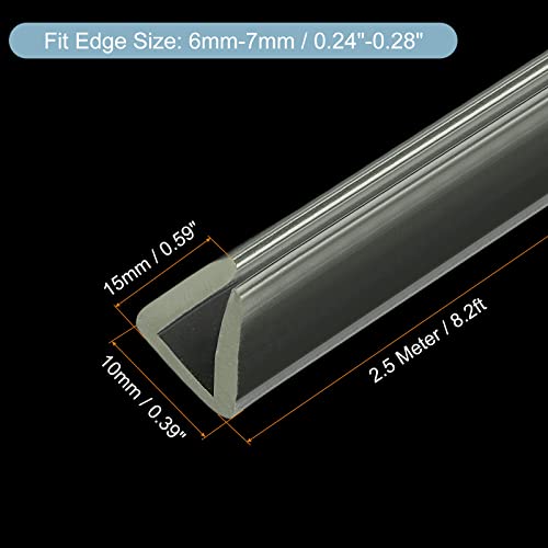 uxcell U Channel Edge Trim, 8.2ft Length Soft Rubber Guard Seal Strip Edge Protector Fit for 6-7mm Edge, (19/32" W x 25/64" H) Clear - size: 19/32"x 25/64"x 8.2ft
