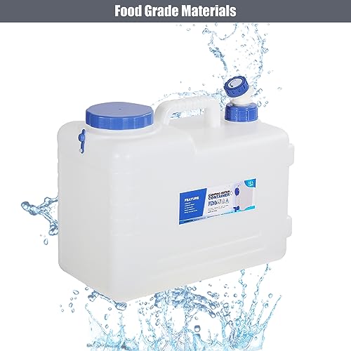 REDCAMP 3.9 Gallon/15L Portable Water Container with Spigot,Large Water Tank,Camping Water Container,Portable Emergency Water Storage for Camping,Car,Hiking, White