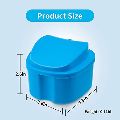 Dental Orthodontic Retainer Case Cleaning with Strainer Basket, Denture Bath Box Soaking Cup Mouthguard Storage Holder - Blue - color: Blue