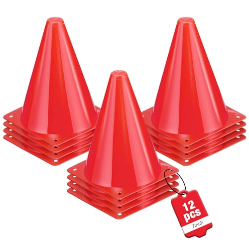 7 Inch Soccer Cones 12pcs Colors Cones Field Plastic Small Cones - color: red