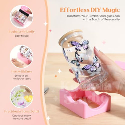 10 Sheets UV DTF Cup Wraps for 16 oz-Bow Theme UV DTF Stickers, 1 Sheet Mysterious Pattern Transfer, Rub on Transfers Stickers for 16 oz Libbey Glasses Crafting