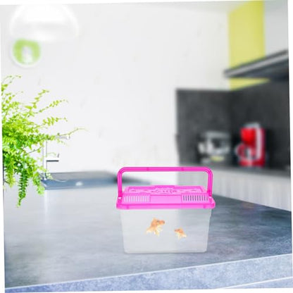 Kisangel 4Pcs Handheld Fish Tank Portable Pet Carrier Transparent Plastic Breeding Box with Handle for Small Fish Turtles Reptiles and Hamsters for Safe Transportation