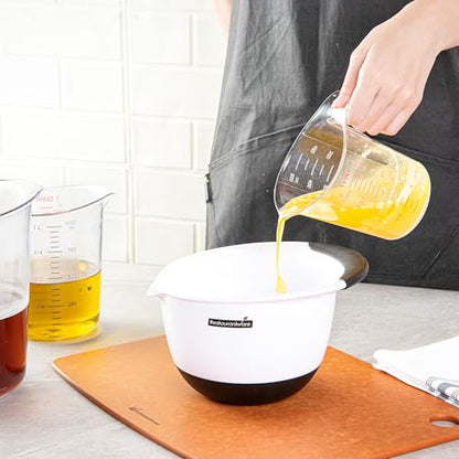 Restaurantware RW Base 1 Pint Measuring Jar 1 Durable Measuring Beaker - Metric And Imperial Units V-Shaped Spout Clear Plastic Measuring Cup Handle With Thumb-Grip Tolerates Up To 248F - color: Clear, size: 5.25" × 3.75" × 5.00"