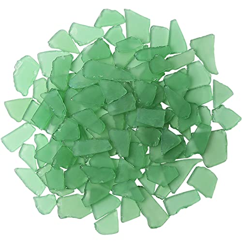 Sea Glass for Crafts - Decorative Frosted Seaglass Pieces - 16oz - Vase Filler, DIY Art Craft Supplies - Beach Wedding, Home Decor, Aquarium Decor (Green)