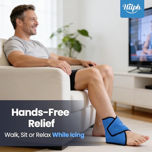 Hilph Ankle Ice Pack Wrap for Swelling, Gel Cold Pack for Ankle Sprained | Easy to Wear, Reusable Hot Cold Compress for Surgery Recovery, Plantar Fasciitis, Foot Pain Relief, Achilles Tendonitis, Blue