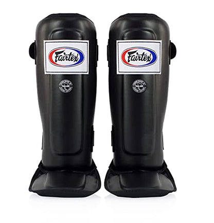 Fairtex SP3 Lightweight Shin Guards, Muay Thai MMA Avoid Shin Splints Gear - color: Black, size: Large