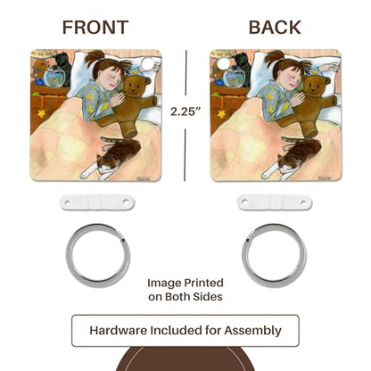 3dRose, child sleeping child sleeping fish tank bed cat pastels soft bedroom girl cats soothing, set of 6 Key Chains