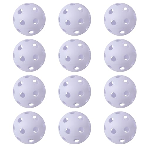 GSE Plastic Practice Baseballs, Hollow Airflow Softballs Training | 26-Holes Lightweight Balls, for Pitching, Batting, Catching for All Skill Levels, for Indoor & Outdoor Games, 2.75", 0.9 oz - color: White, style: 12-PACK
